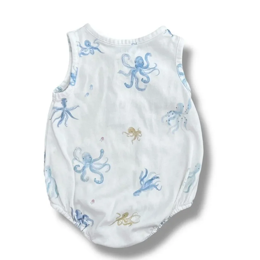 Pehr Ocean Sea Marine Life Animal Sleeveless Organic Cotton Bodysuit Romper 3M